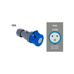 Base Area Industrial 16A 2P+T 220V IP44 Azul - Famatel