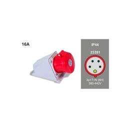Base Pared Industrial 16A 3P+T+N 380V IP44 Rojo - Famatel