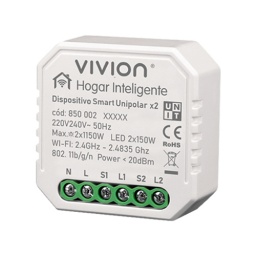 Dispositivo Interruptor Unipolar 2 Canales WIFI  5A - Vivion
