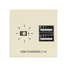 Mdulo Cargador USB 2.1A  2 Bocas  Marfil  Serie Presta Pro - Conatel